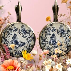 🆕 Cloisonne Blue - Butterfly - Lever Back Earrings 🦋